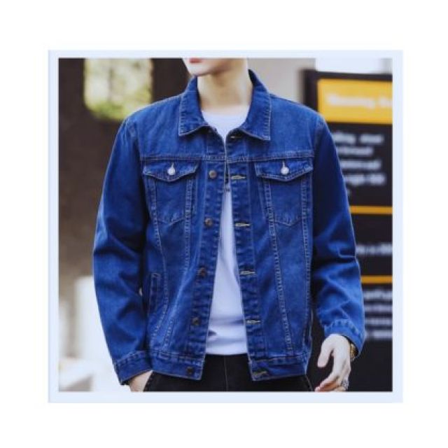 เสื้อเเจ็คเกตยีนส์ผู้ชายผ้ายีนส์  สียีนส์เข้ม
