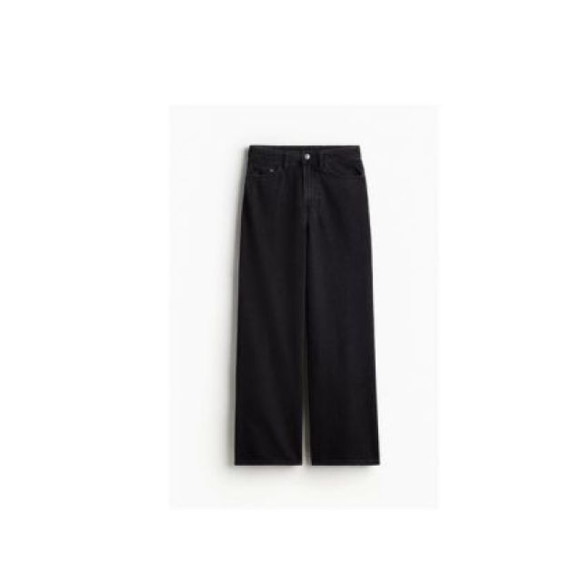H&M(เอชแอนด์เอ็ม) กางเกงยีนส์ขากว้าง เอวสูงพิเศษ Women Wide Ultra High Jeans  สีดำ